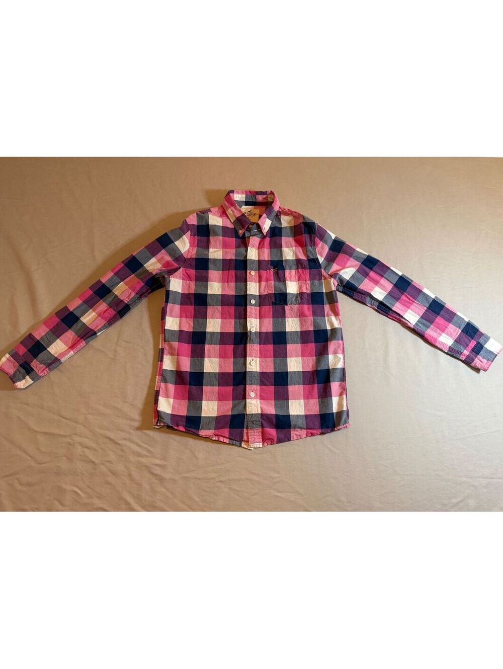 Men's Pink & Blue Button Up Shirt Size Small